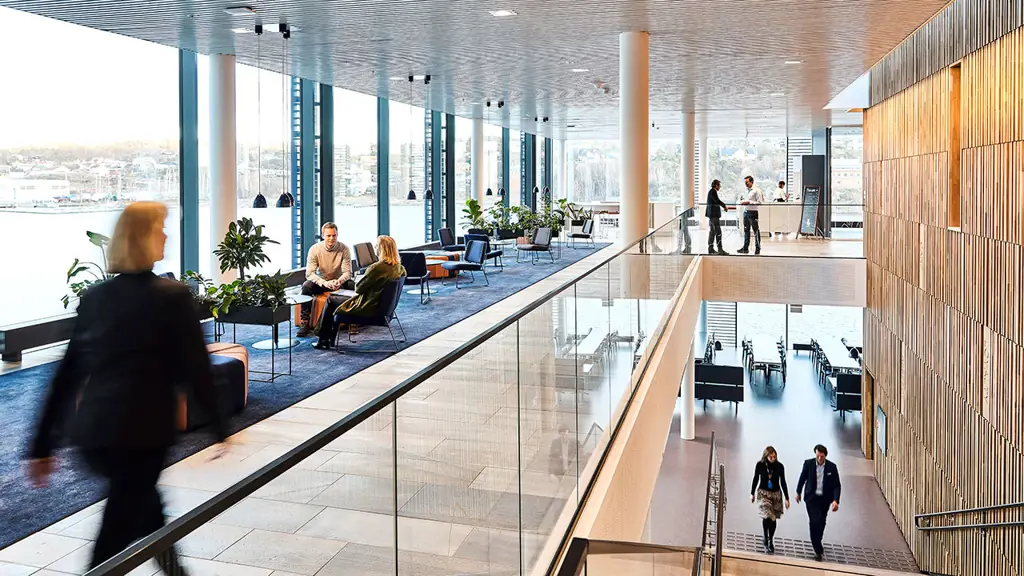 The entrance hall at Jotun's HQ and R&D centre in Norway